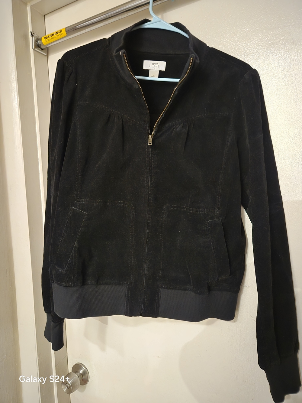 LOFT Black Bomber Jacket with Zip Front